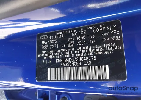 2025 Hyundai Elantra Sel Sport из США, поврежденный, VIN KMHLM4DG7SU048778